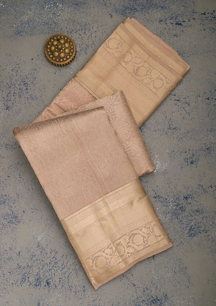 Cream Zariwork Pure Silk Saree