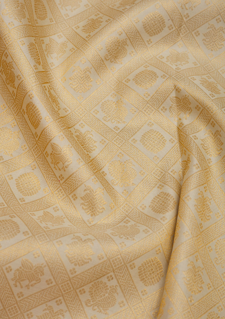 Cream Zariwork Pure Silk Saree