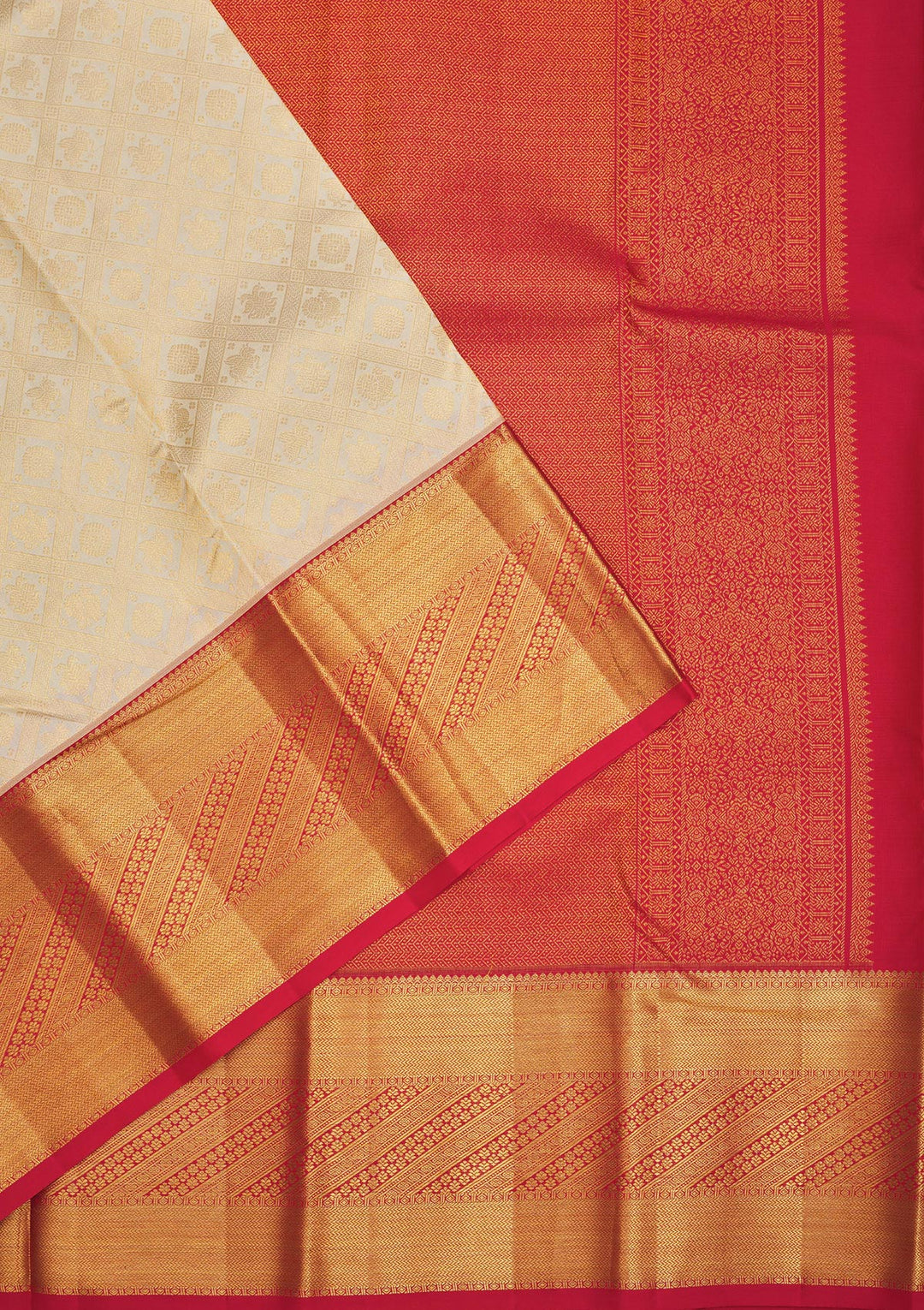 Cream Zariwork Pure Silk Saree