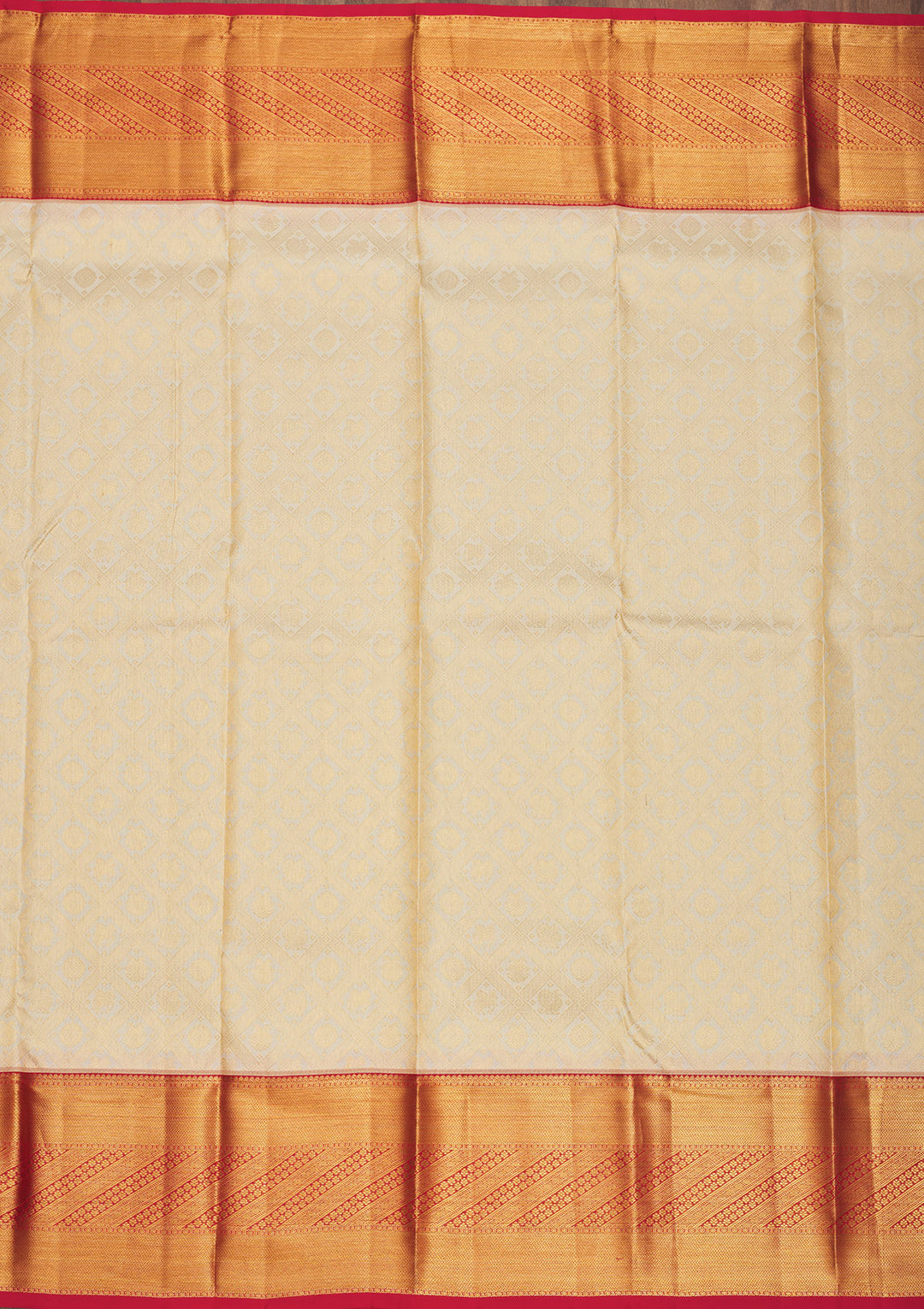 Cream Zariwork Pure Silk Saree