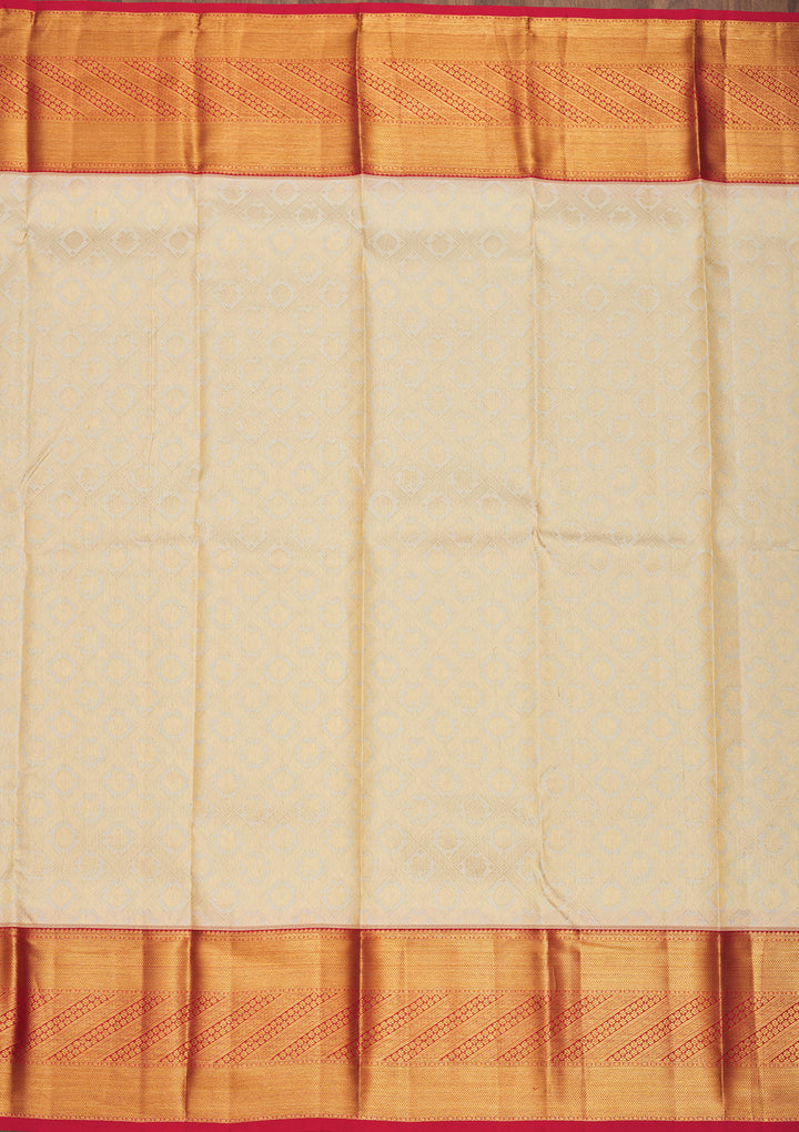Cream Zariwork Pure Silk Saree
