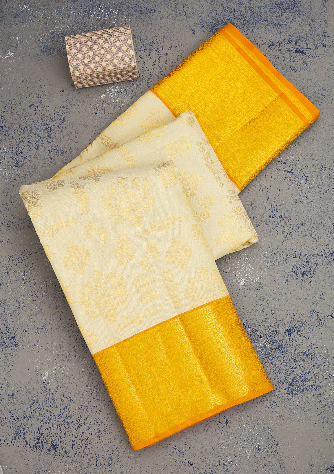 Cream Zariwork Pure Silk Saree