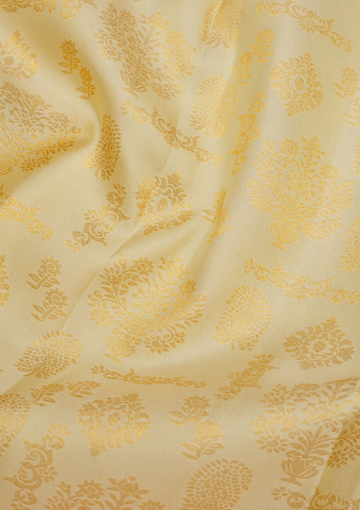 Cream Zariwork Pure Silk Saree