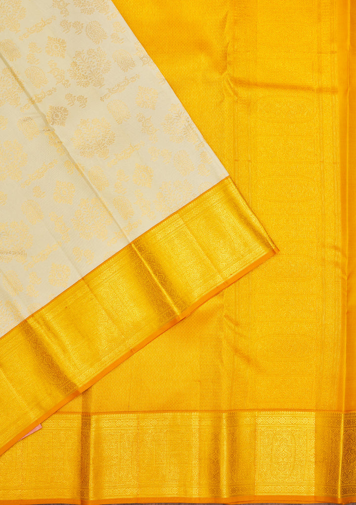 Cream Zariwork Pure Silk Saree
