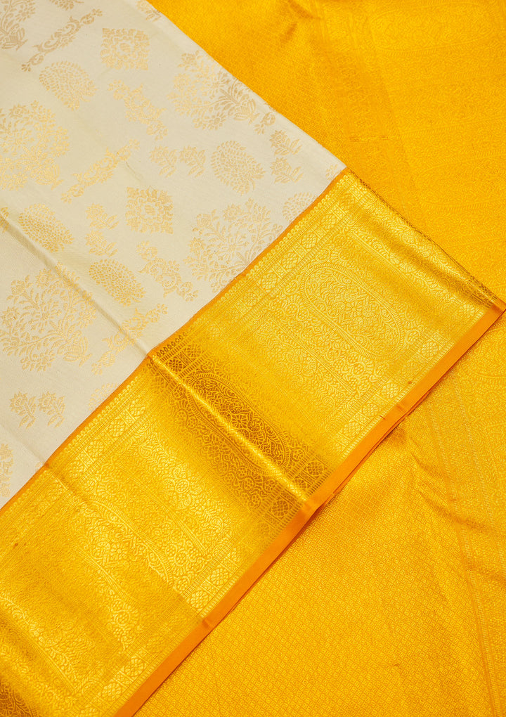Cream Zariwork Pure Silk Saree