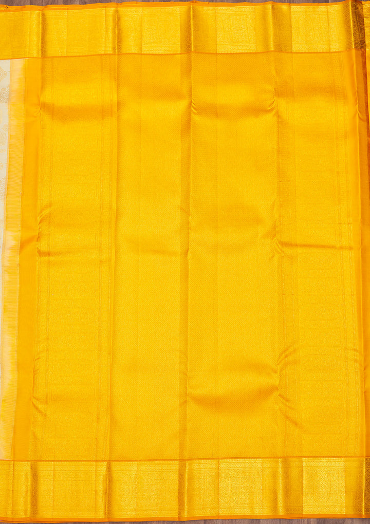 Cream Zariwork Pure Silk Saree