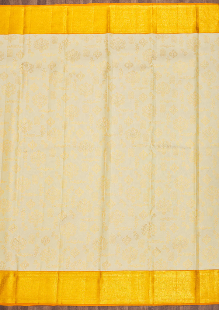 Cream Zariwork Pure Silk Saree