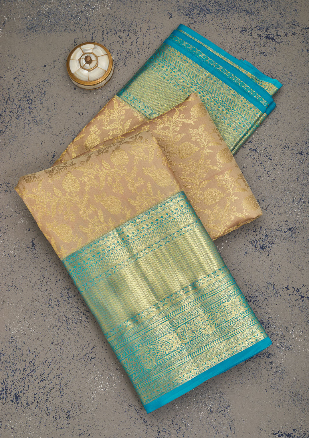 Cream Zariwork Pure Silk Saree