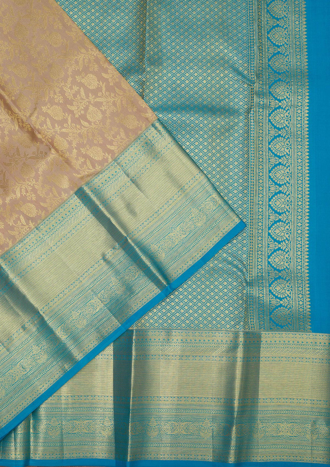 Cream Zariwork Pure Silk Saree
