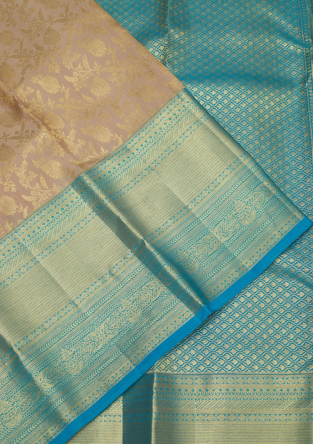 Cream Zariwork Pure Silk Saree