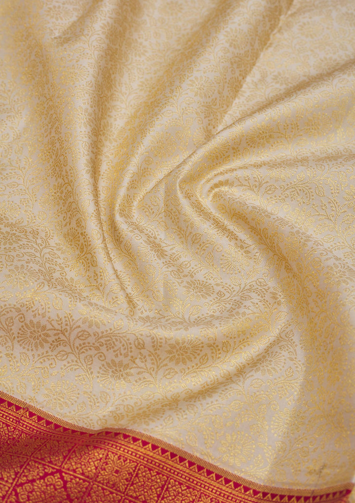 Cream Zariwork Pure Silk Saree