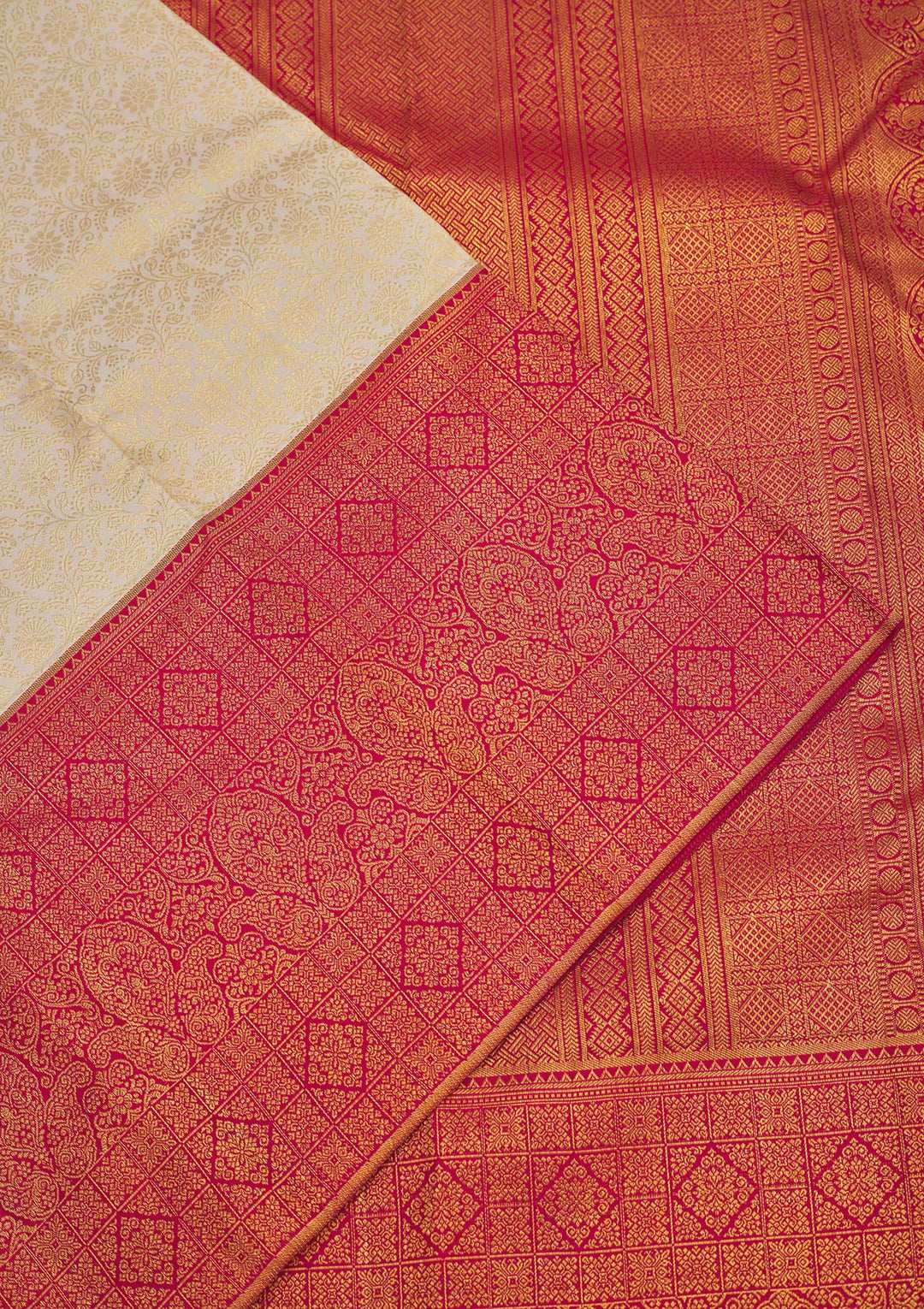 Cream Zariwork Pure Silk Saree