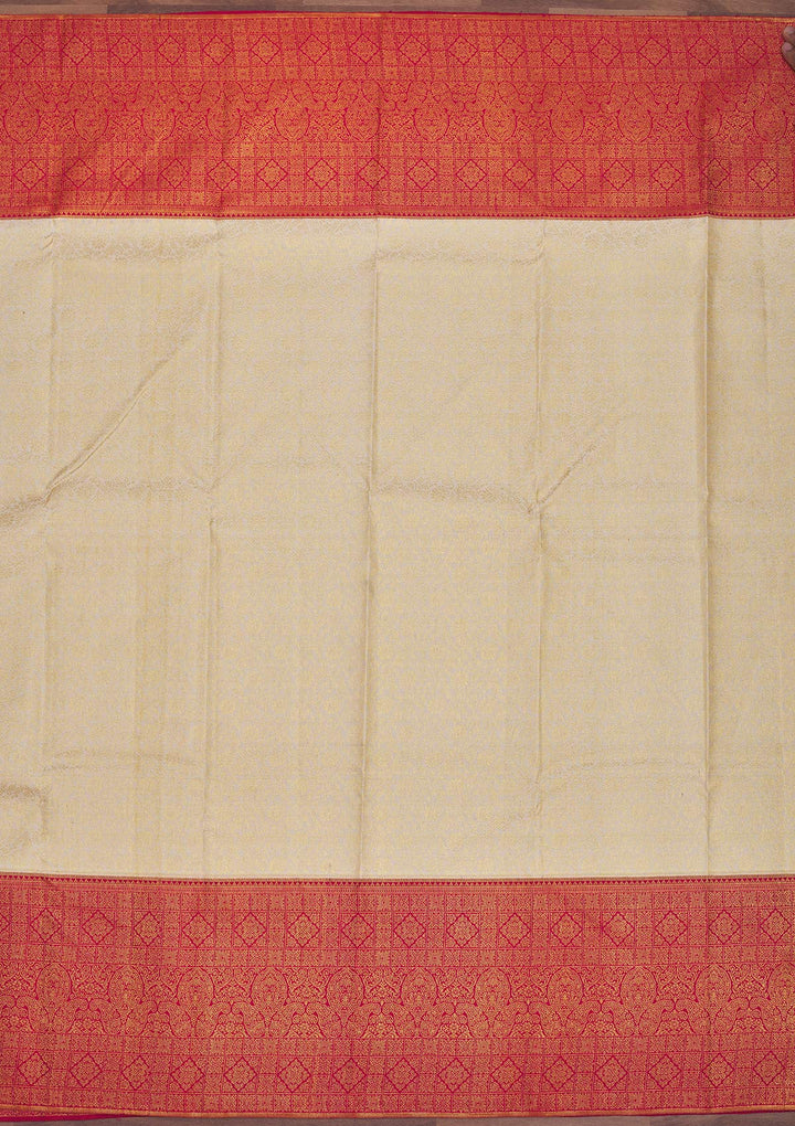 Cream Zariwork Pure Silk Saree