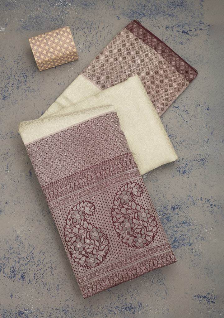 Cream Zariwork Pure Silk Saree