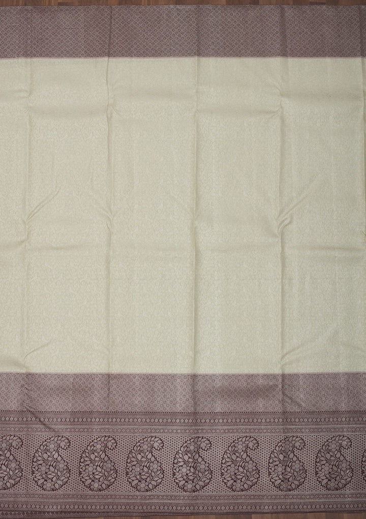Cream Zariwork Pure Silk Saree