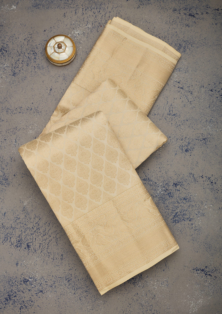 Cream Zariwork Pure Silk Saree
