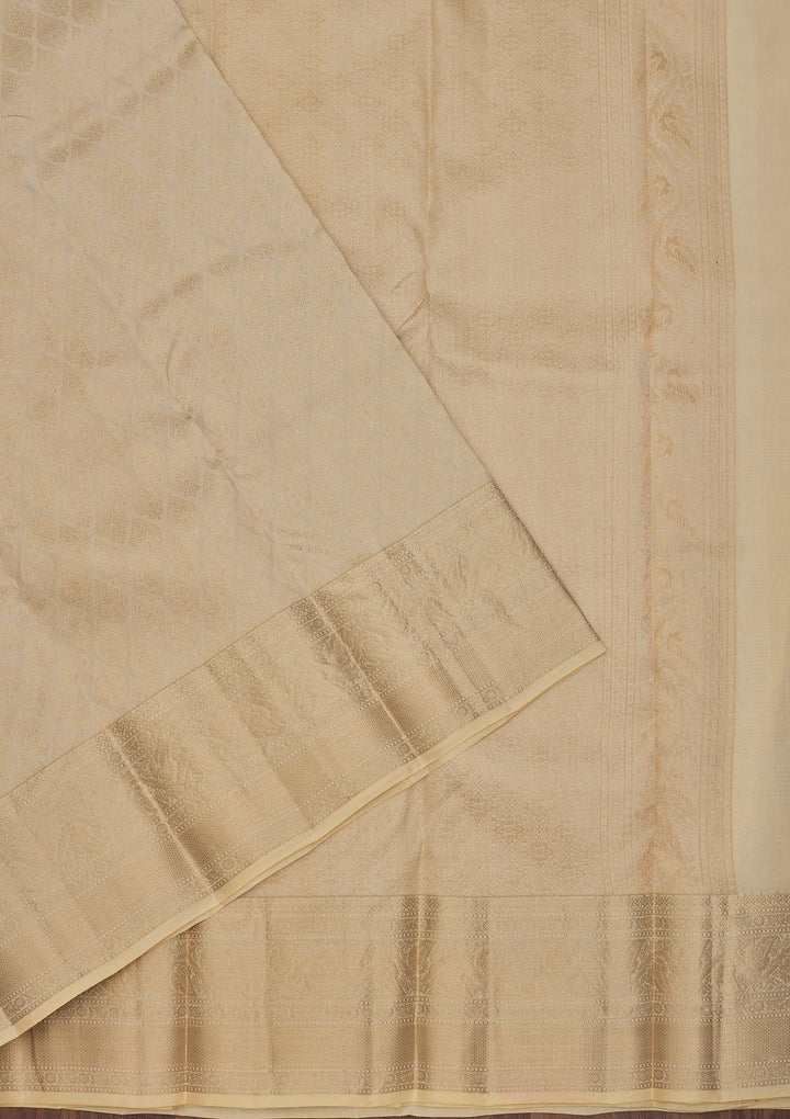 Cream Zariwork Pure Silk Saree