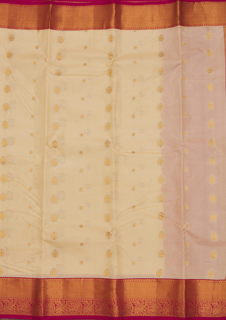 Cream Zariwork Pure Silk Saree
