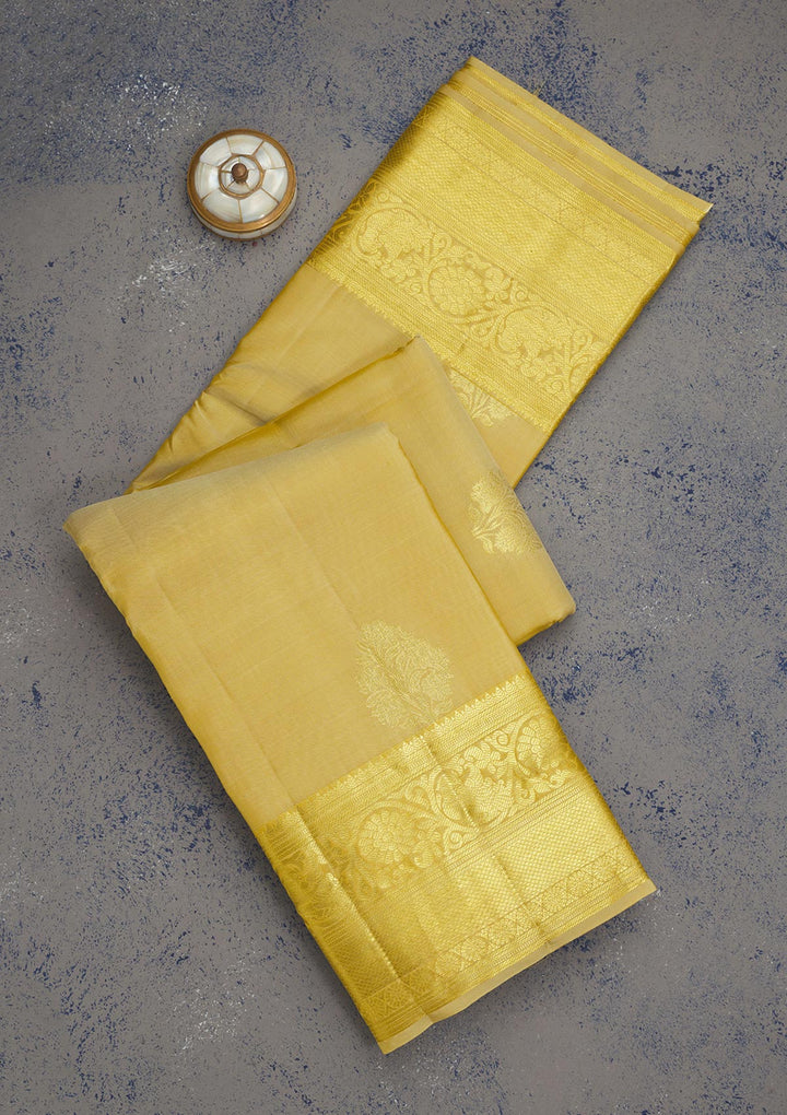 Cream Zariwork Pure Silk Saree