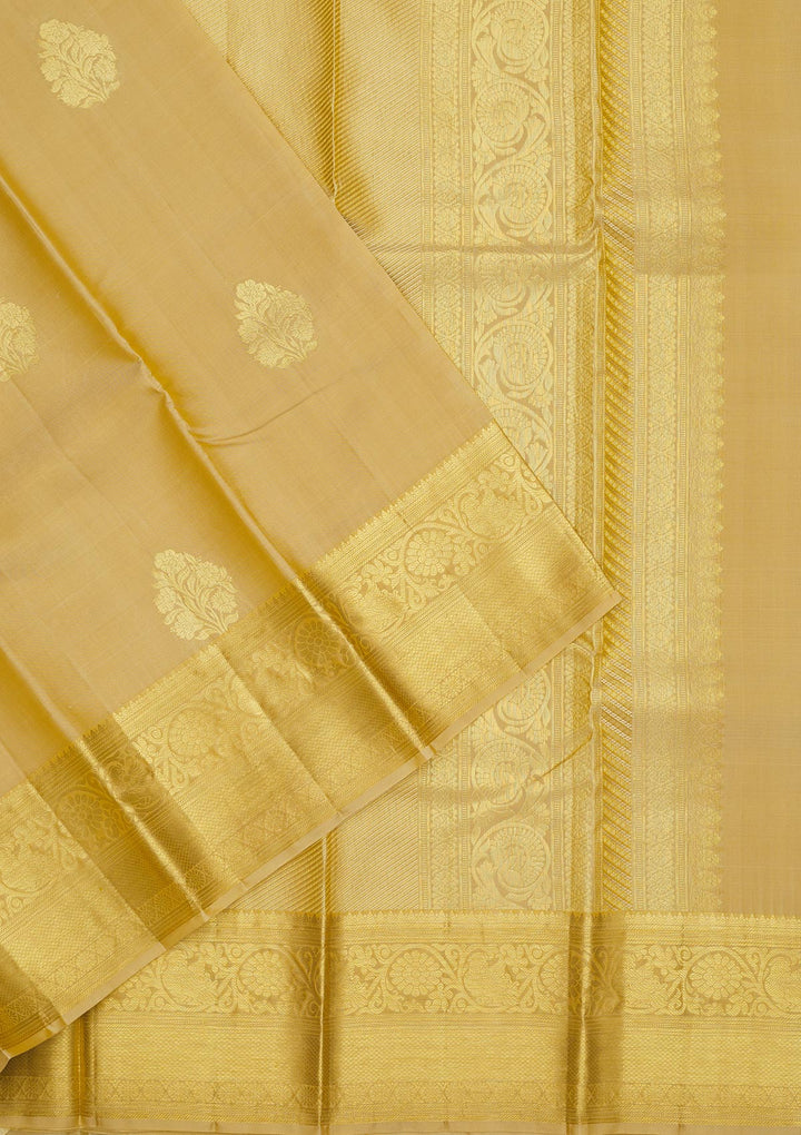 Cream Zariwork Pure Silk Saree