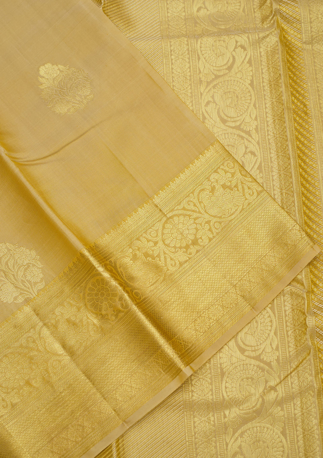 Cream Zariwork Pure Silk Saree