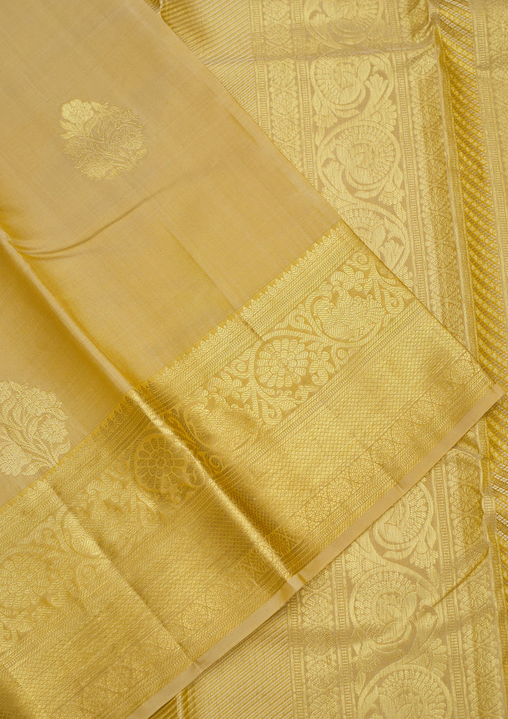 Cream Zariwork Pure Silk Saree
