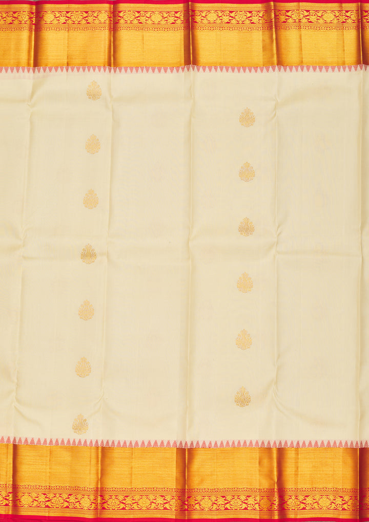 Cream Zariwork Pure Silk Saree