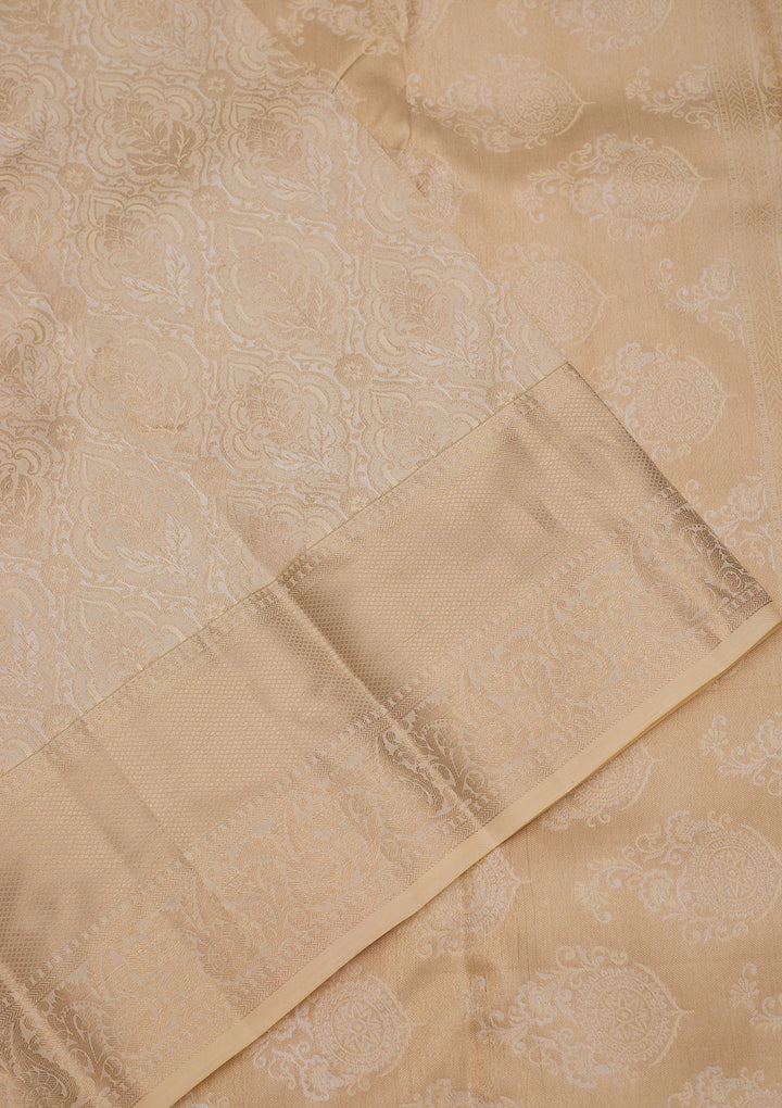 Cream Zariwork Pure Silk Saree