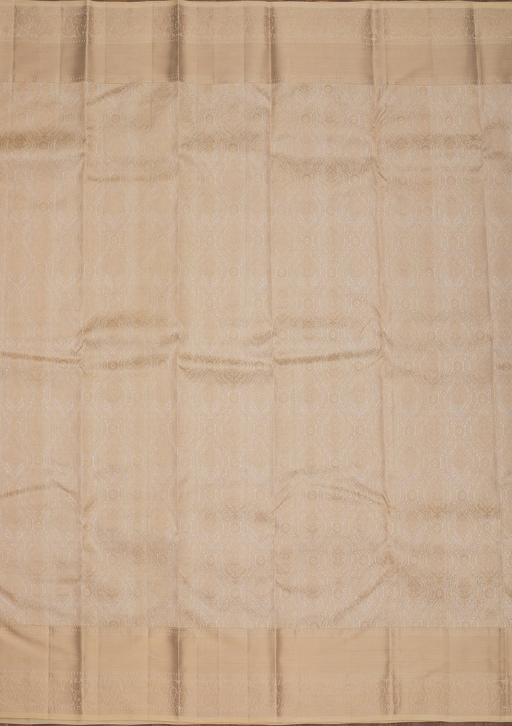 Cream Zariwork Pure Silk Saree