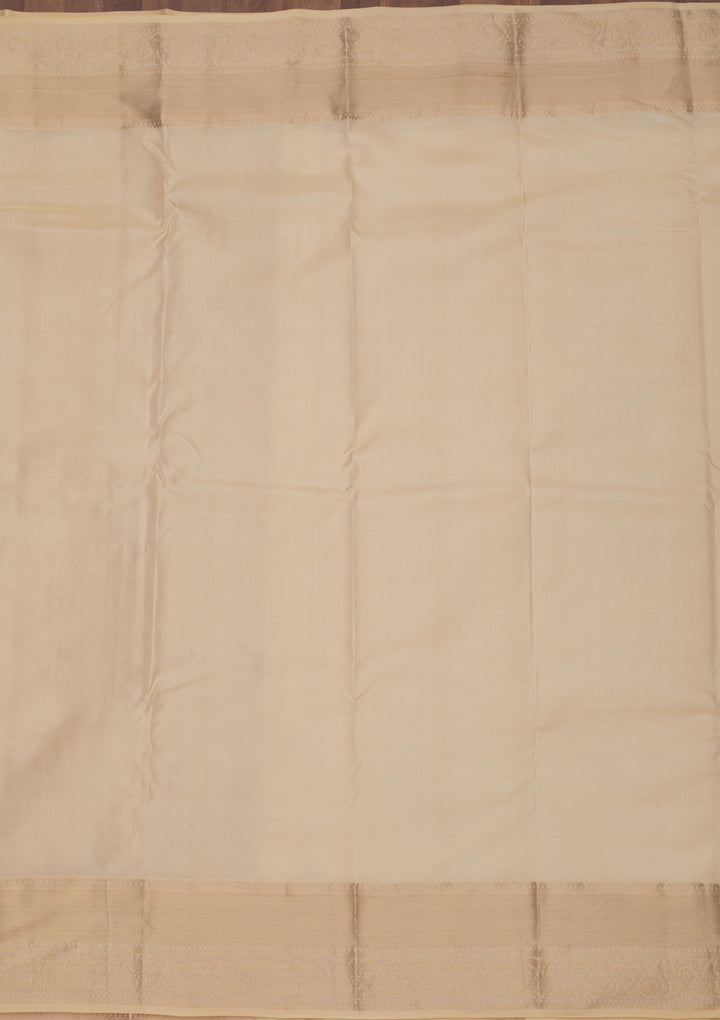 Cream Zariwork Pure Silk Saree