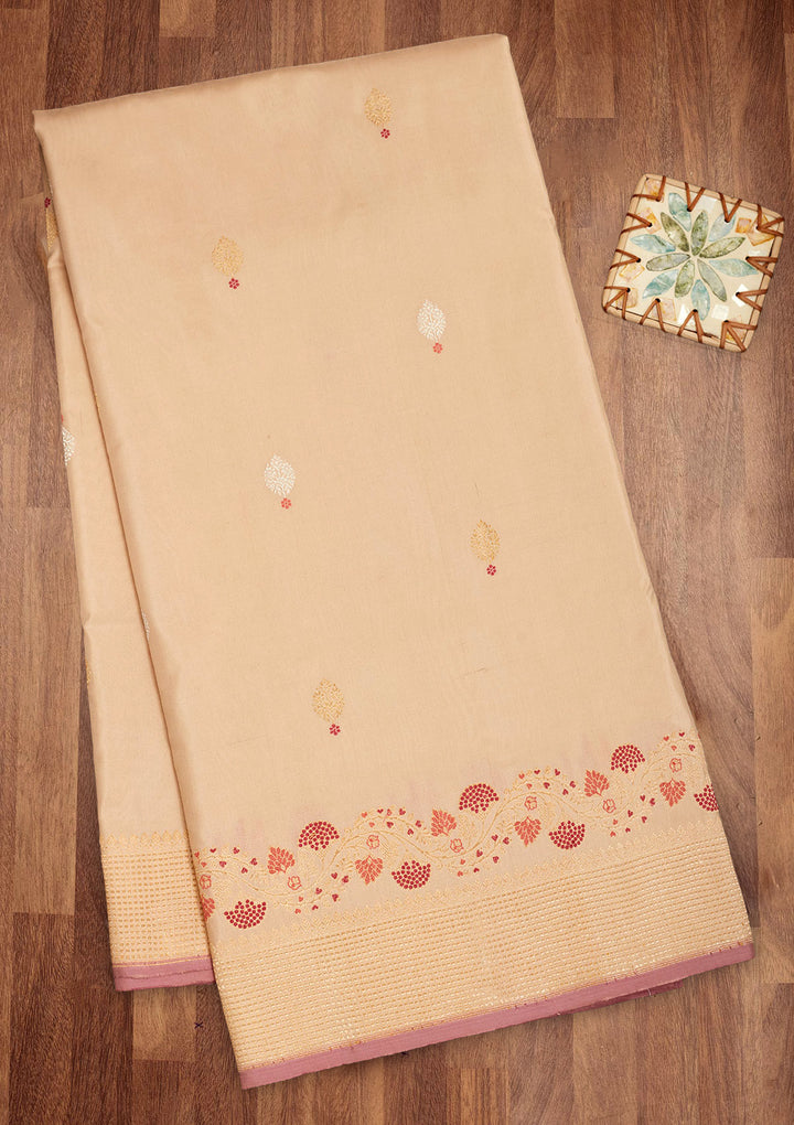 Cream Zariwork Pure Silk Saree