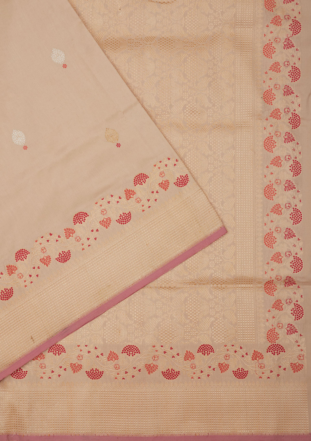 Cream Zariwork Pure Silk Saree