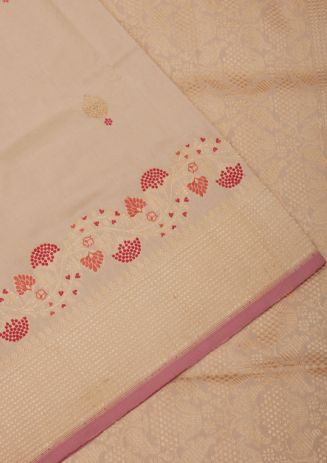 Cream Zariwork Pure Silk Saree
