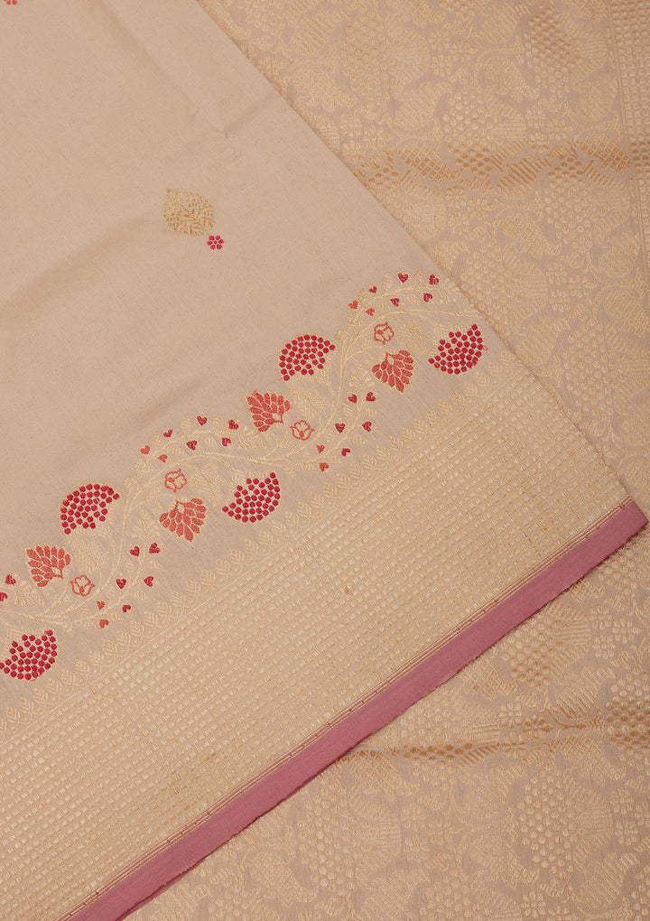 Cream Zariwork Pure Silk Saree