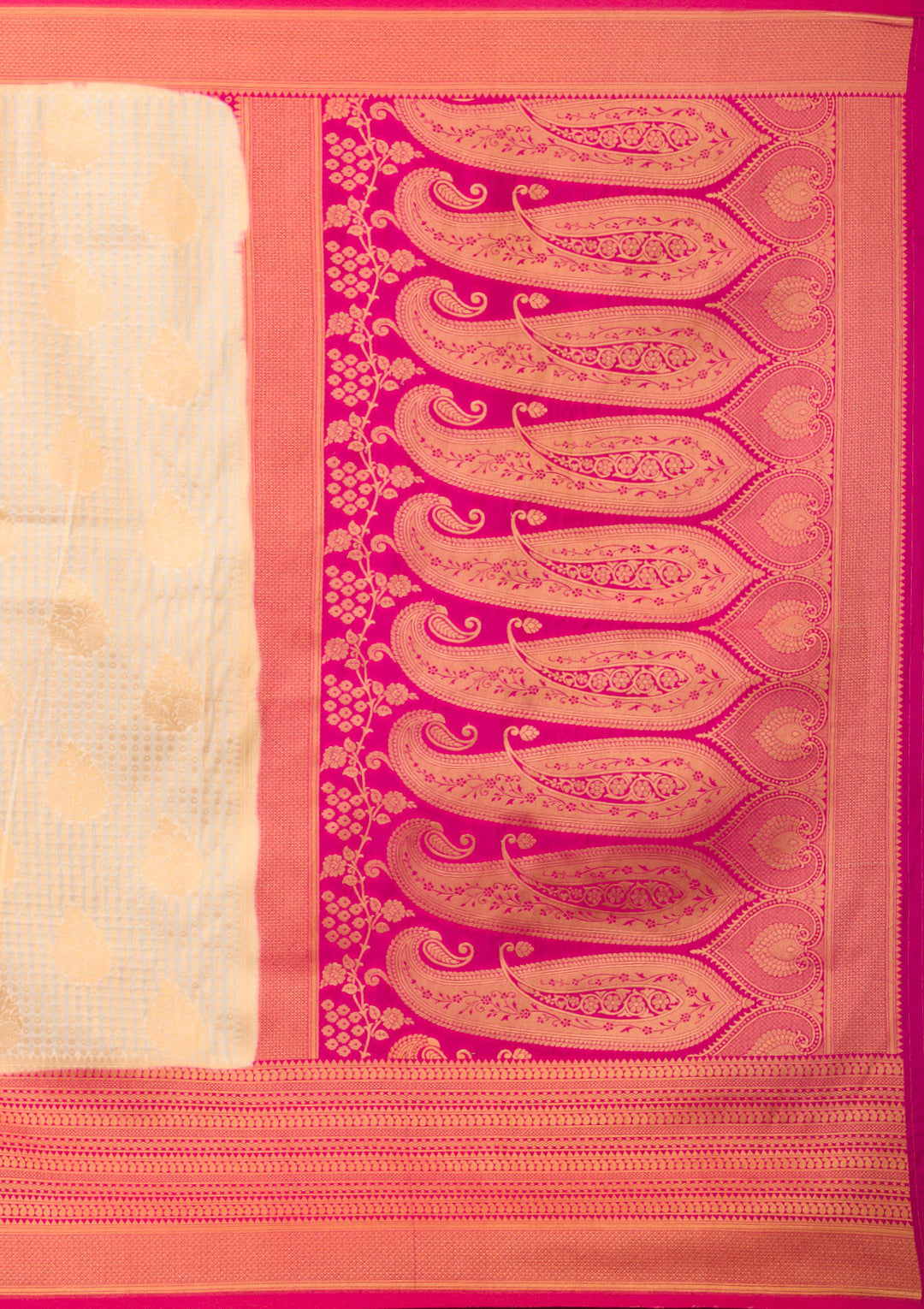 Cream Zariwork Soft Silk Saree