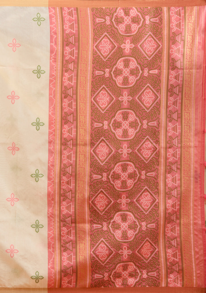 Cream Zariwork Tissue Saree