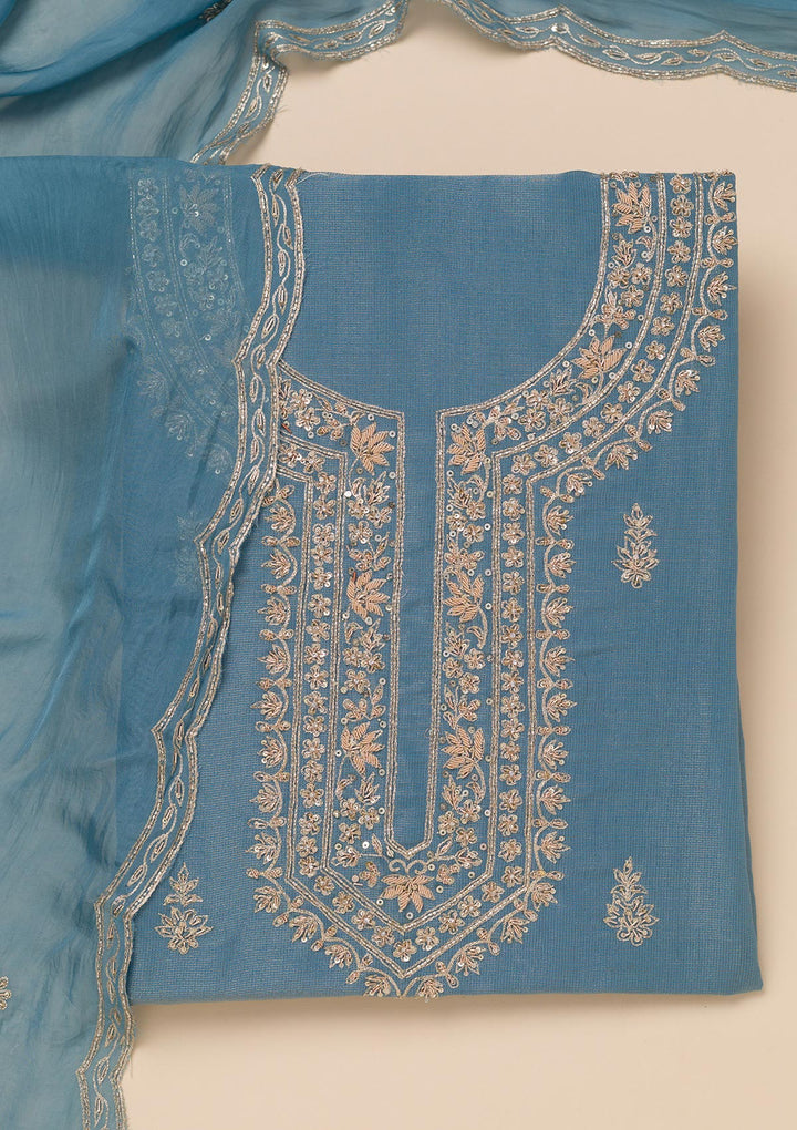 Dark Grey Cutdana Tissue Unstitched Salwar Suit