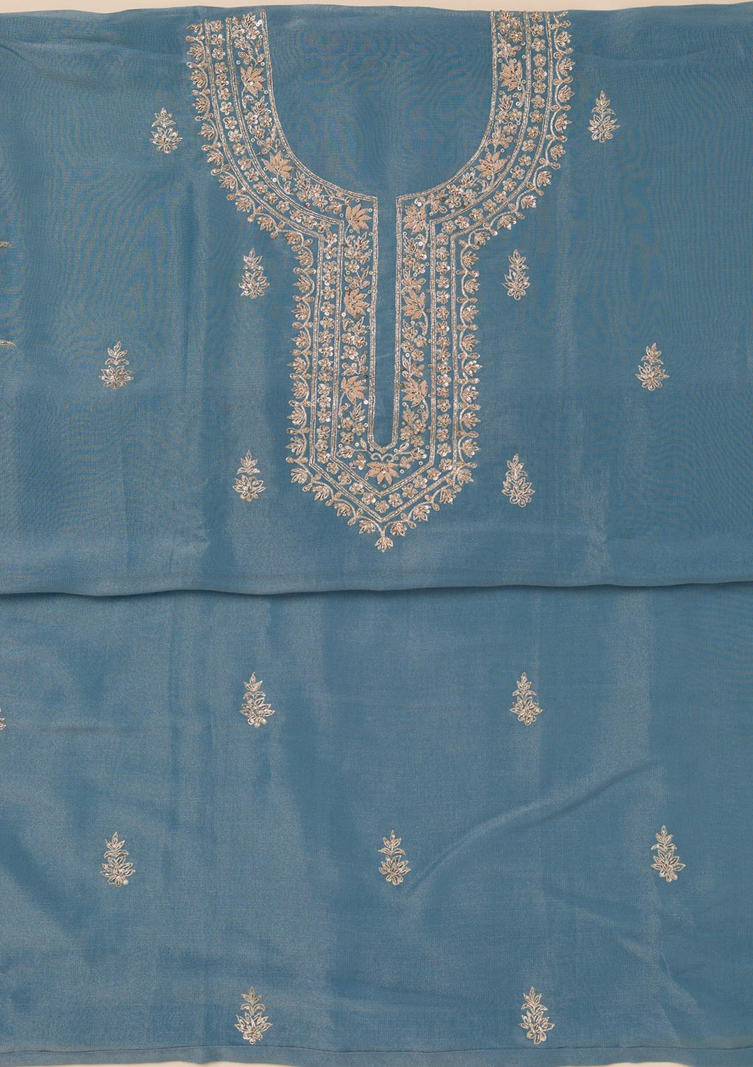 Dark Grey Cutdana Tissue Unstitched Salwar Suit