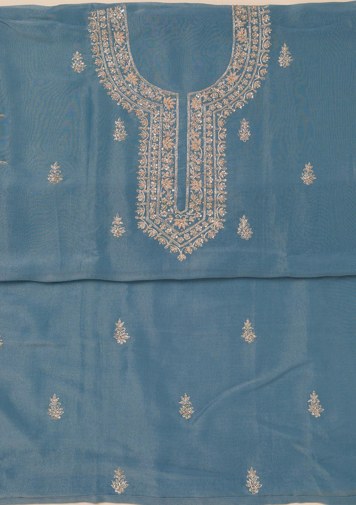 Dark Grey Cutdana Tissue Unstitched Salwar Suit