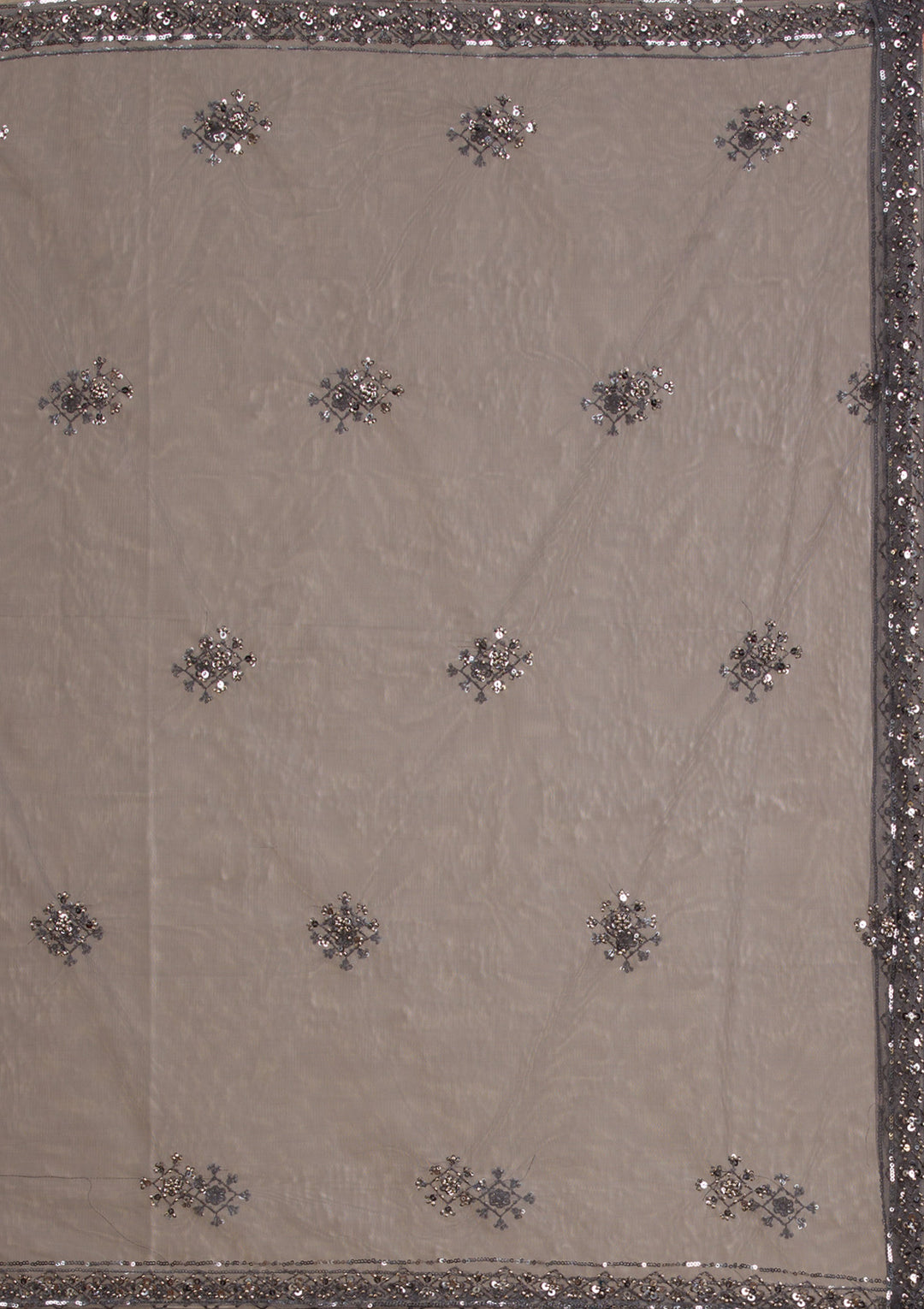 Dark Grey Sequins Net Readymade Lehenga