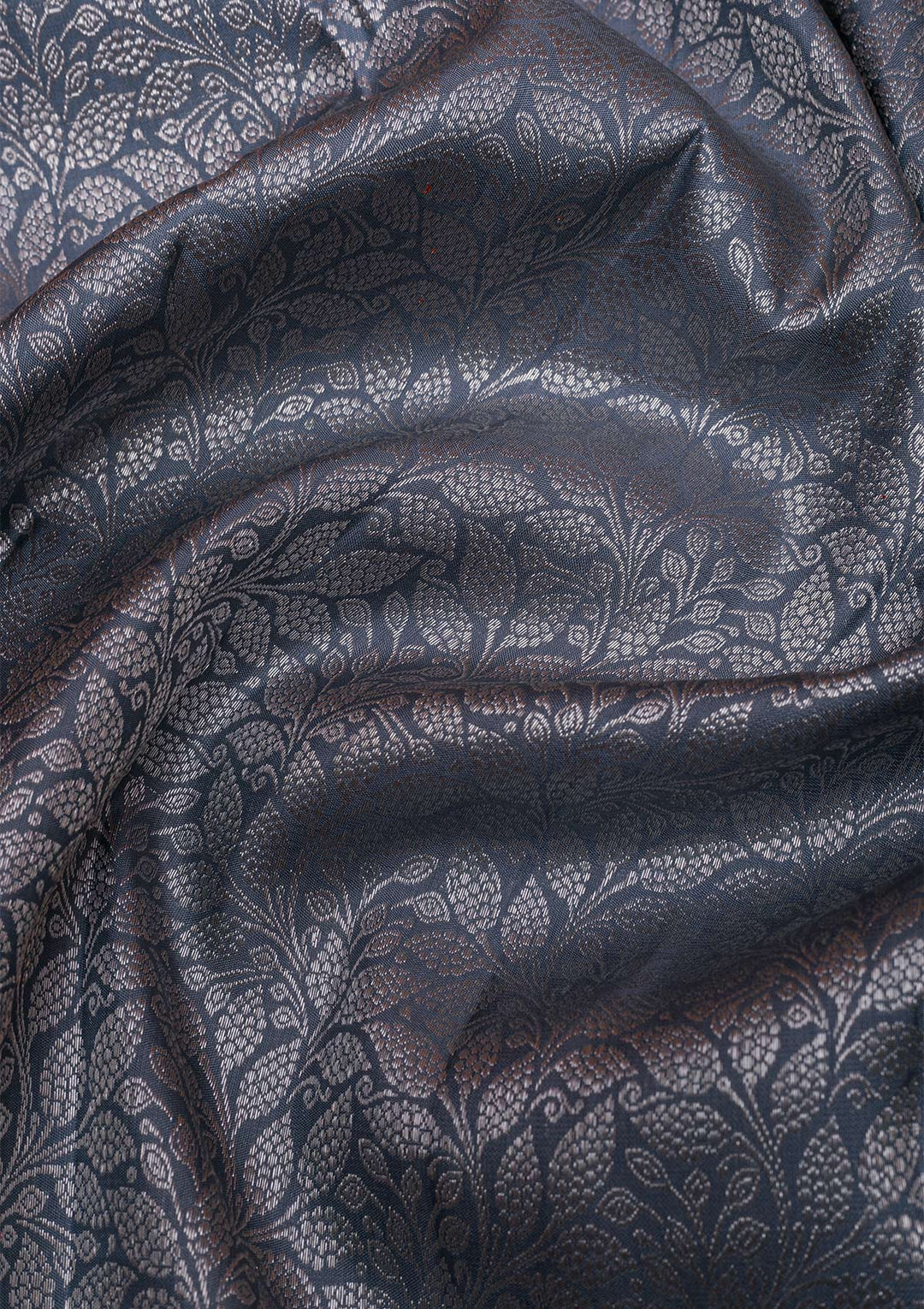 Dark Grey Silver Zariwork Kanjivaram Pure Silk Saree