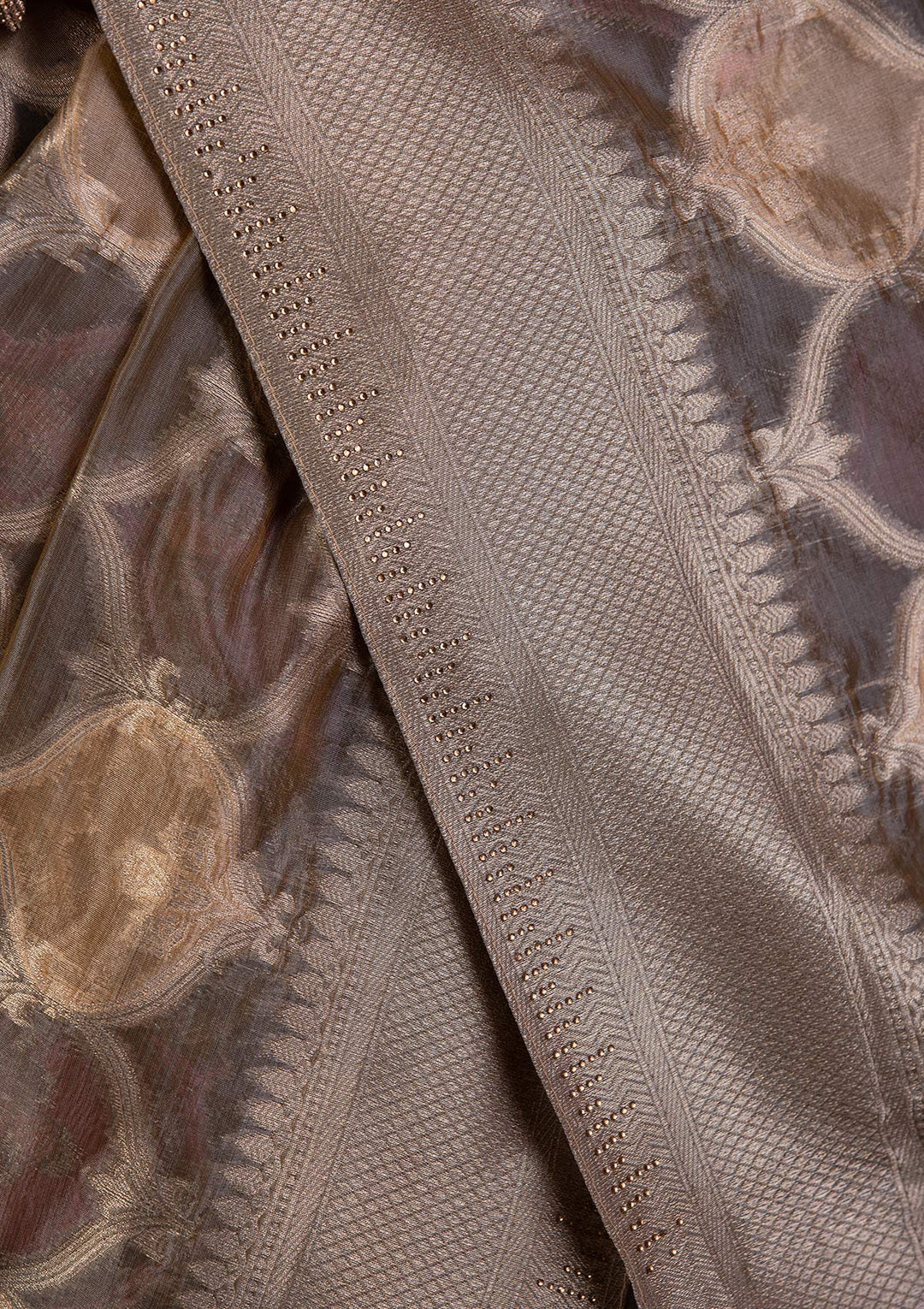 Dark Grey Swarovski Brocade Saree