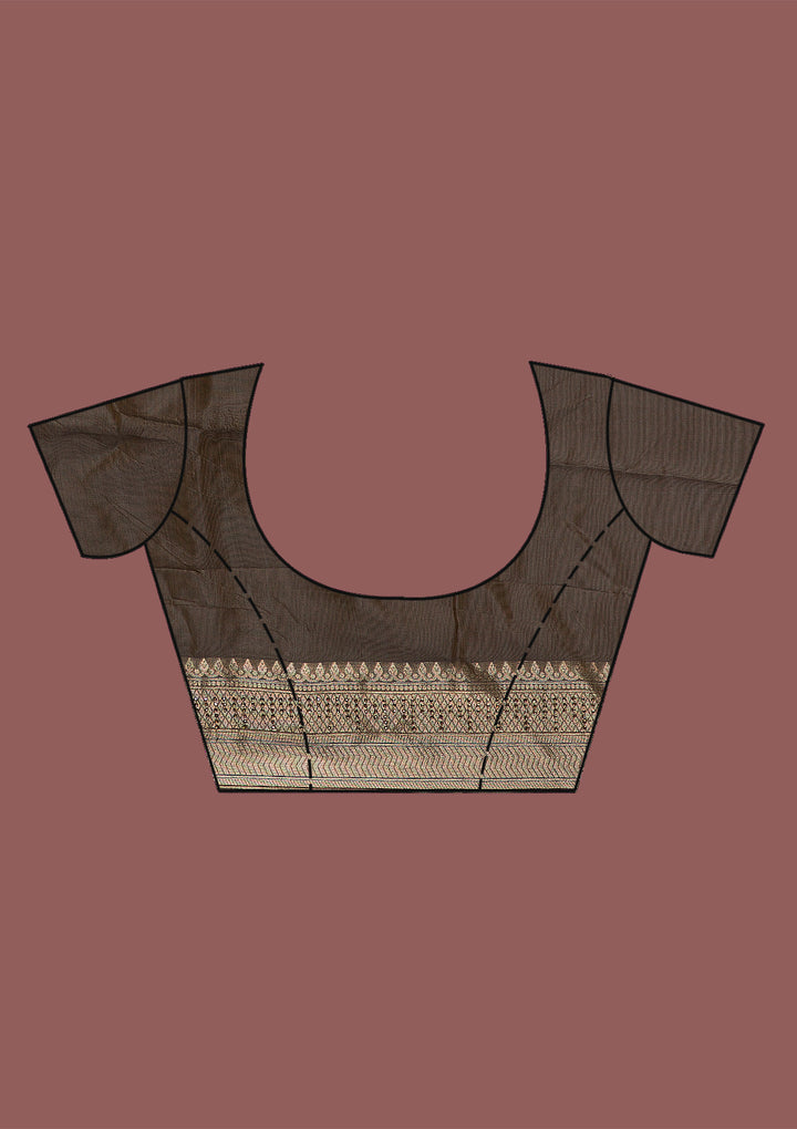 Dark Grey Swarovski Brocade Saree