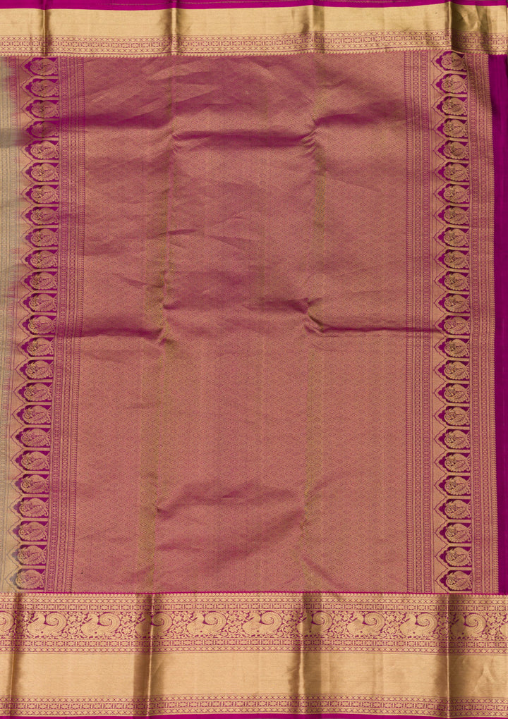 Dark Grey Zariwork Kanjivaram Pure Silk Saree
