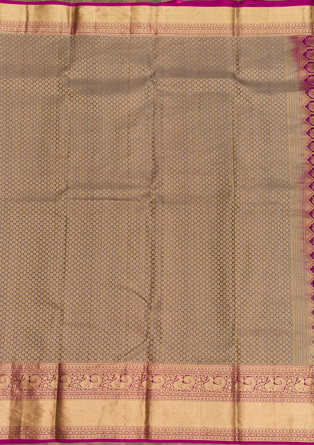 Dark Grey Zariwork Kanjivaram Pure Silk Saree