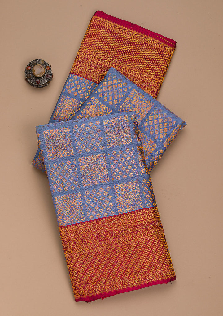 Grey Zariwork Pure Silk Saree