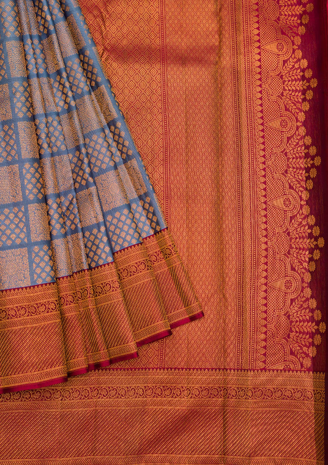 Grey Zariwork Pure Silk Saree