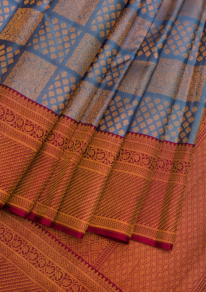 Grey Zariwork Pure Silk Saree