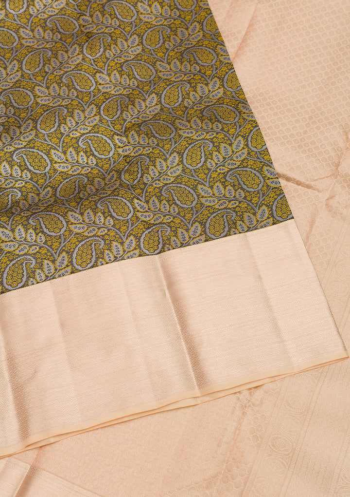 Dark Grey Zariwork Pure Silk Saree