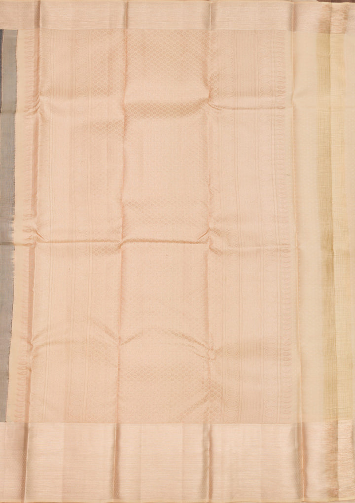 Dark Grey Zariwork Pure Silk Saree
